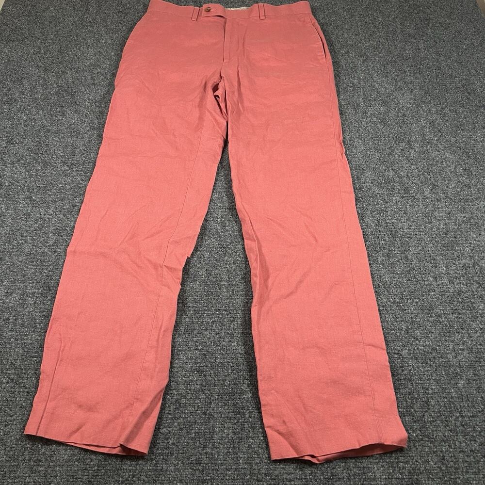 Ralph Lauren 100% Linen Straight Pants Mens 32x31 Salmon Red Pink Chino Trousers